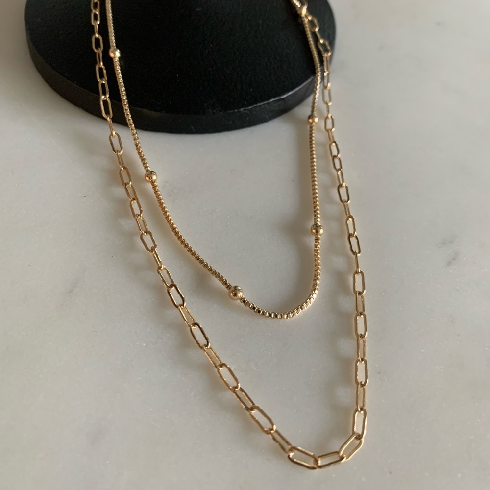 Pair of Gold layered necklaces